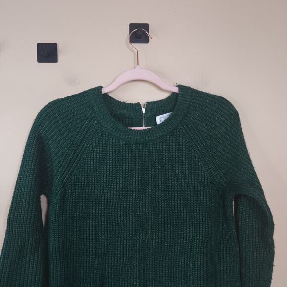 Market and Spruce Green Open Knit Crewneck Sweater Size S - Picture 2 of 10